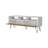 Tv Stand With 2 Doors And Open Storage, White And Natural Oak