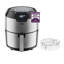 Friteuse à air T-Fal, friteuse, Easy Fry, faible en gras, panier antiadhésif, 4,2 L, acier inoxydable avec support en prime