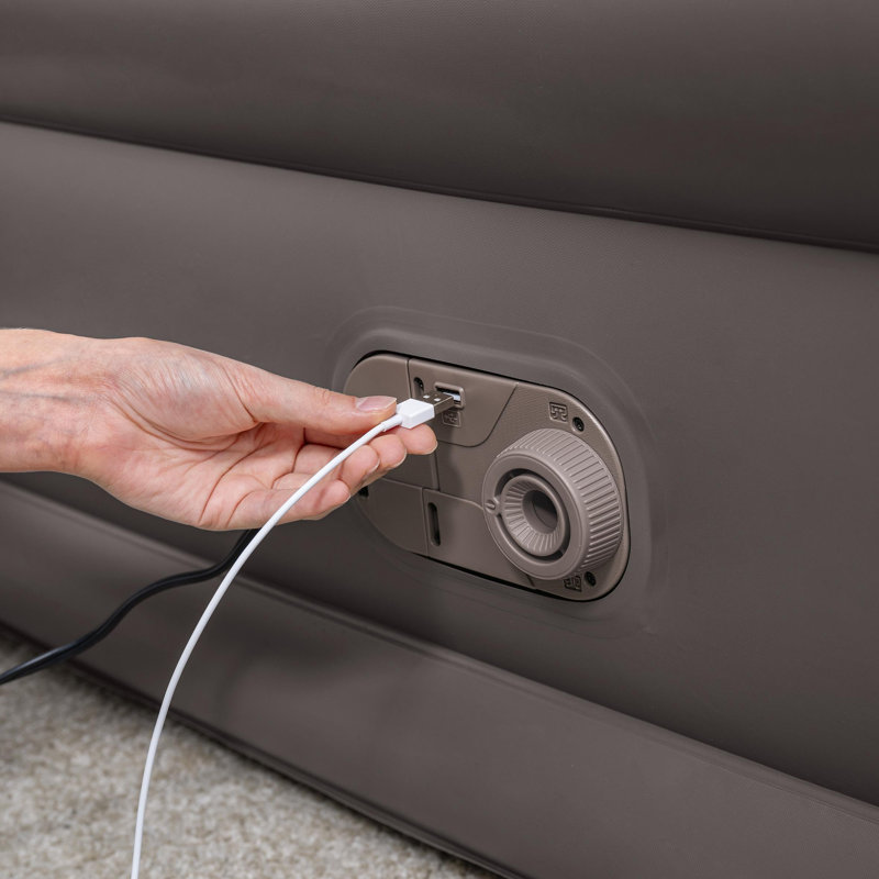 Coleman: GuestRest 18" Air Mattress - Queen - Built-In AC Pump, Tan Inflatable Indoor Bed, Puncture Resistant, Bolster Sides, Coil Support, 661 Lb Cap
