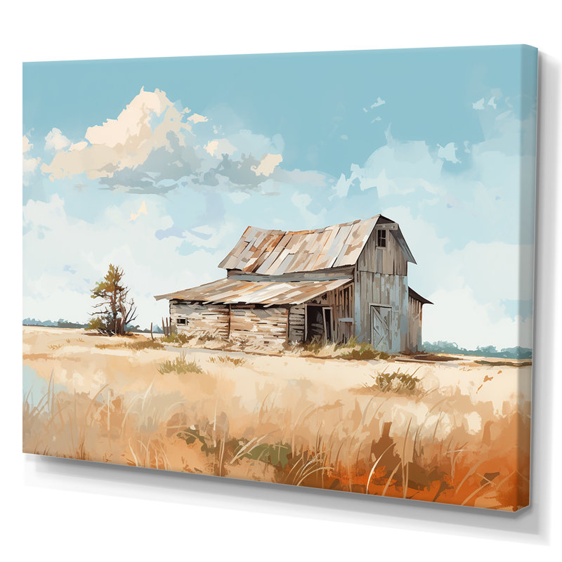 Charme de grange minimalisme sur toile, H 34 po x l 44 po x P 1,5 po, Toile tendue