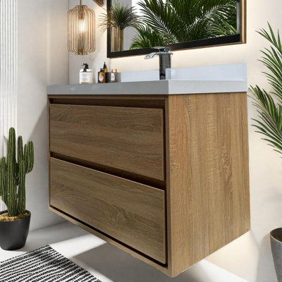 Meuble-lavabo et lavabo en bois moderne, solution de rangement peu encombrante