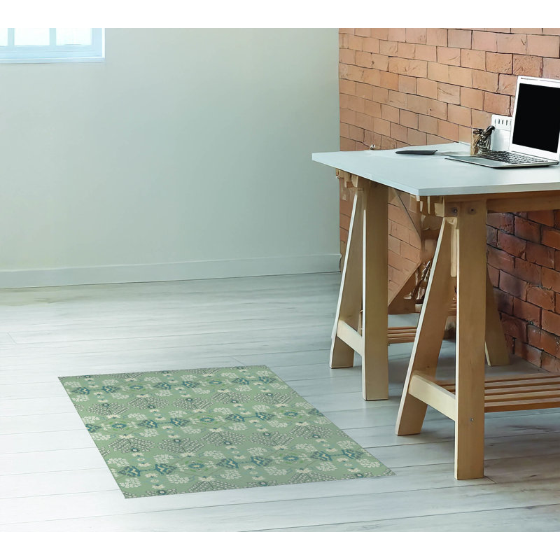 Tapis de bureau léger antidérapant Tilly, Sauge, L 7 pi x L 5 pi