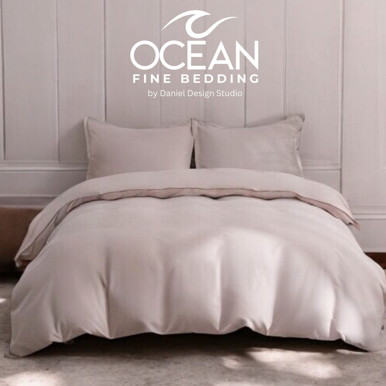 OCEAN FINE BEDDING Microfiber Duvet Cover Set, Beige, Twin Duvet Cover + 1 Queen Sham
