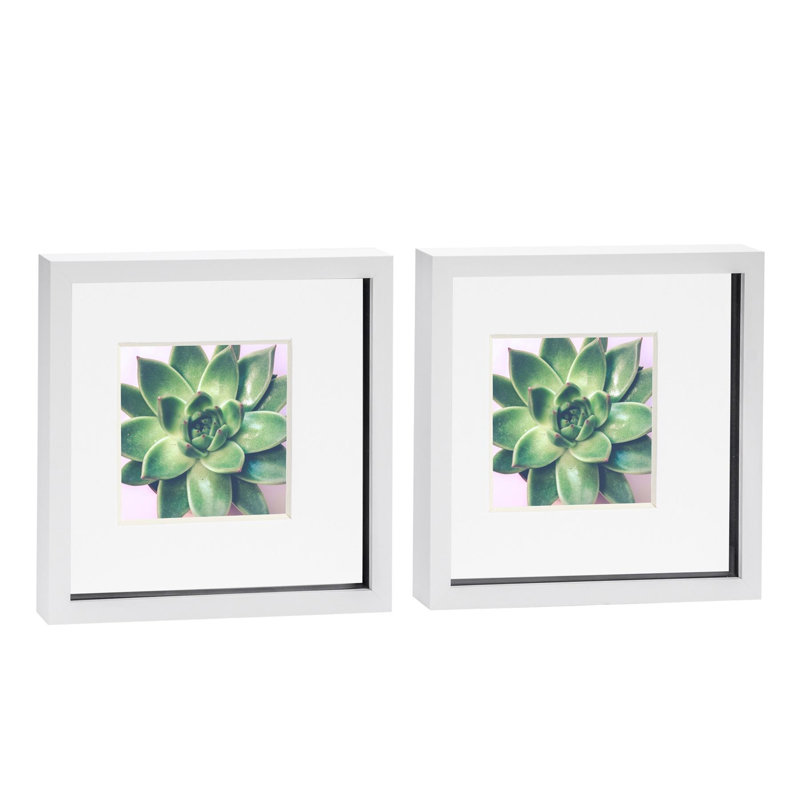 Nicola Spring - 3D Box Photo Frames, 22.5cm H x 22.5cm W x 3.5cm D, White/White