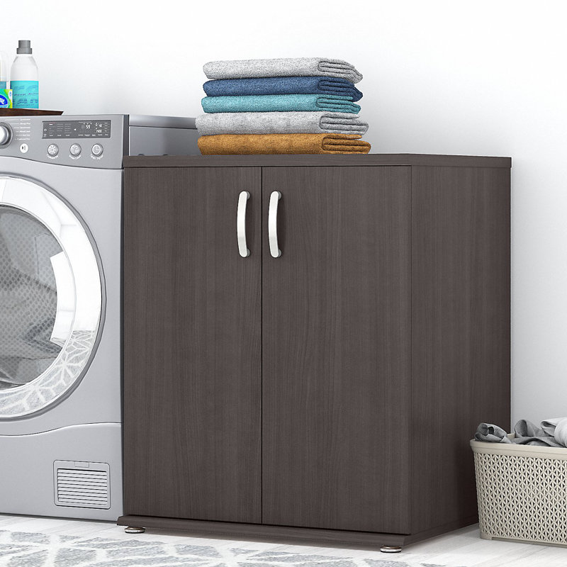 Armoire de rangement pour buanderie avec portes et tablettes Bush Business Furniture, Gris orage