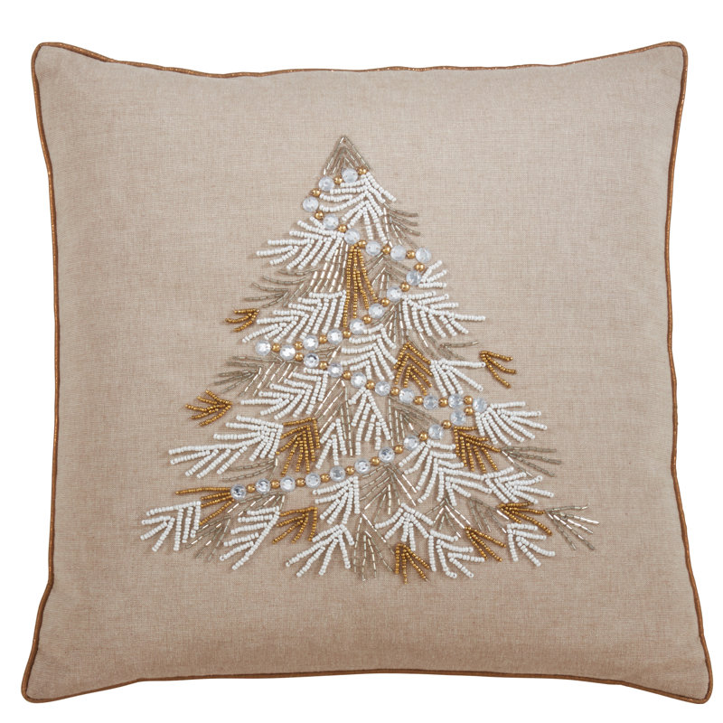 Housse et insert de coussin décoratif en coton Lumières Collection, Or, Plumes