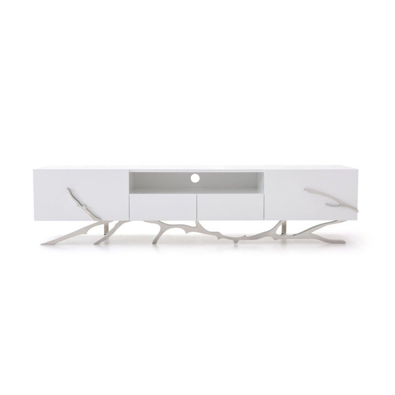 Legend TV Stand for TV, White, 87'' W X 19'' D X 19'' H