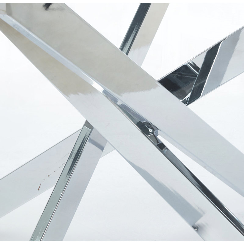 Table avec pieds en métal et verre, Chrome chrome