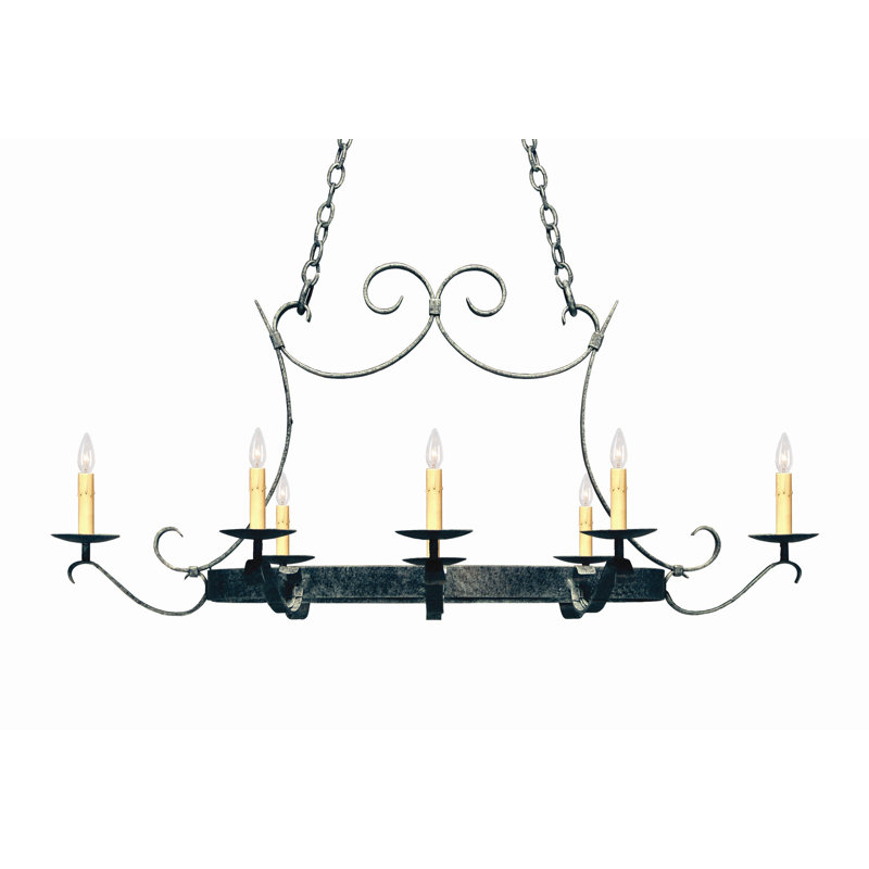 Handforged Oval 8 - Light Chandelier, No Shade, Blackwash