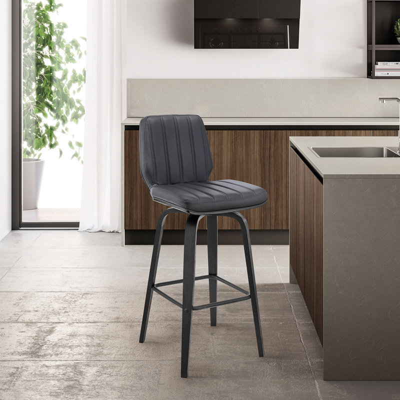 Tabouret de bar pivotant 30 po en similicuir et bois
