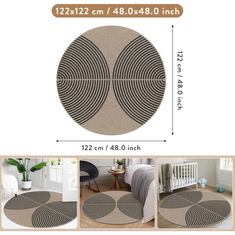 Tapis rond moderne lavable pour l'extérieur