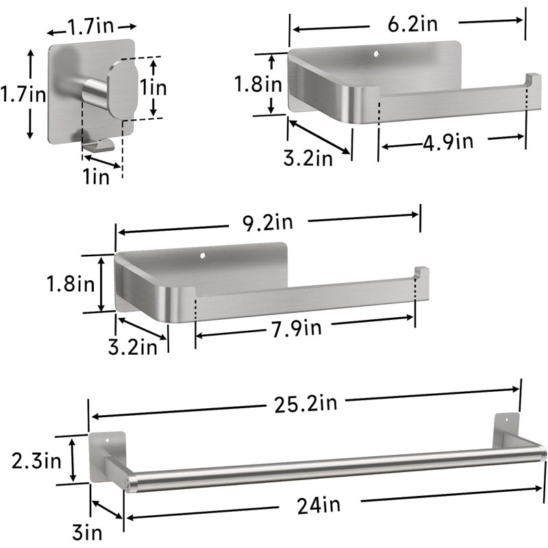 Ensemble de quincaillerie de salle de bain 7 pièces, Nickel brossé