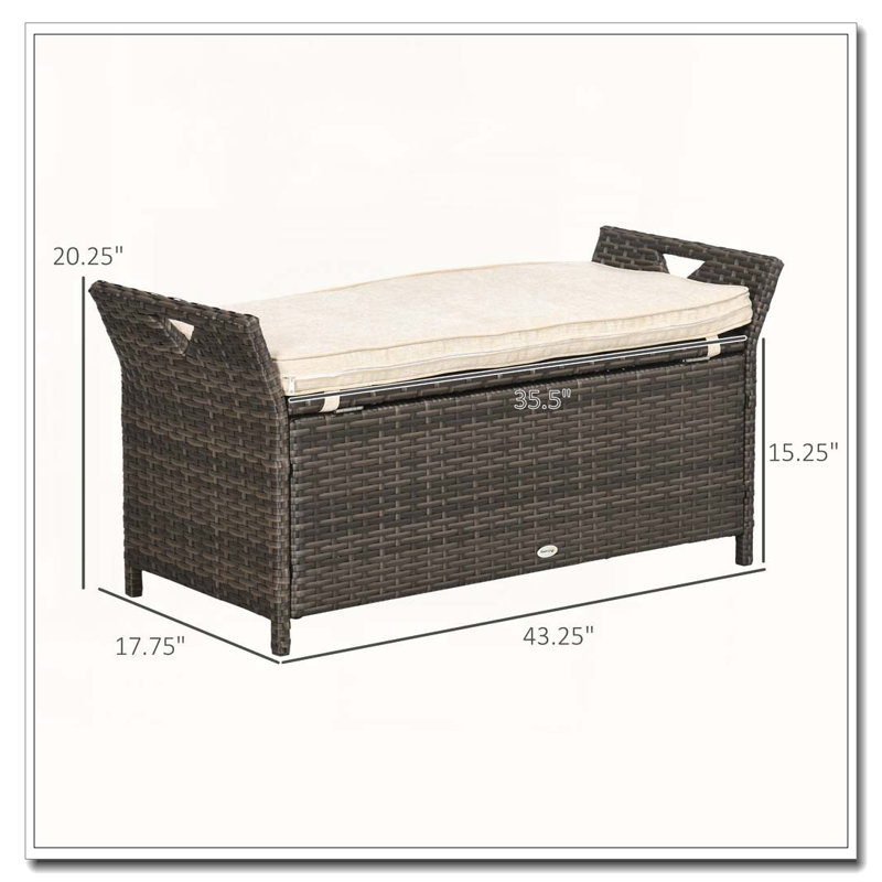 Banc de rangement pour l'extérieur en osier, Blanc