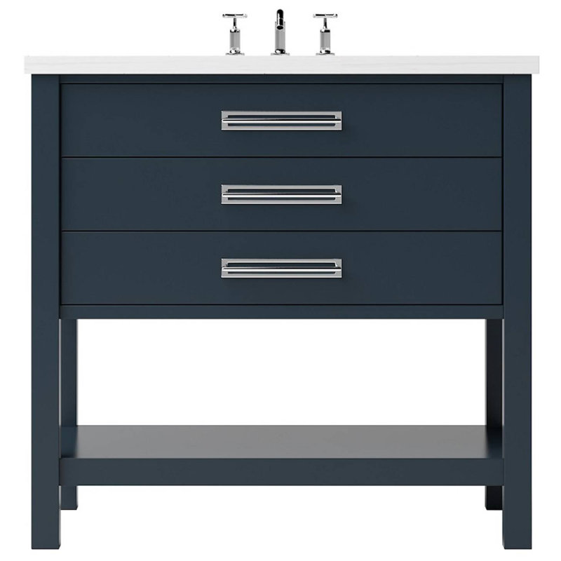 Kiawah Three-Drawer Single Bath Vanity, Hague Blue, 42", Polished Chrome