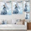 Gris et bleu marbré art ondulations - art mural moderne sur toile-872927648-872927690