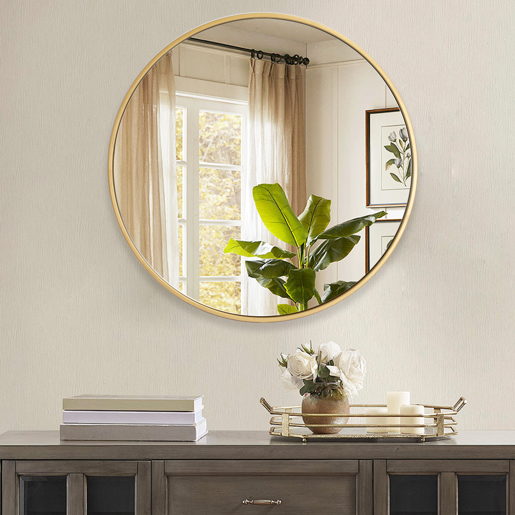 Mercer41 Kobynn Iron Round Mirror | Wayfair