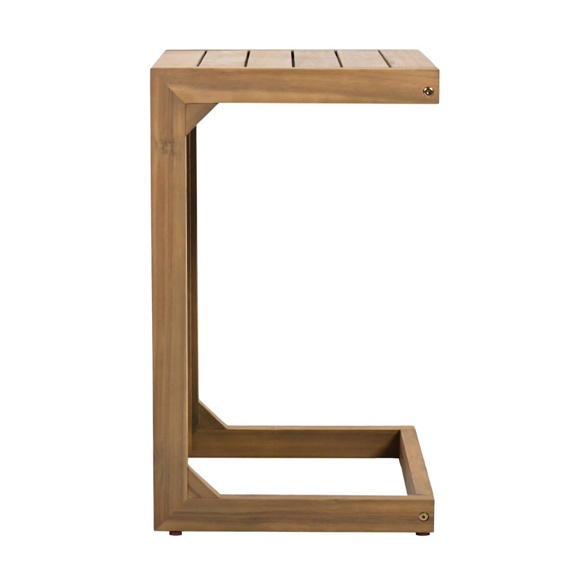 Table pour ordinateur portable en bois, finition brune, ajoute de l'espace supplémentaire au patio, moderne et fonctionnel
