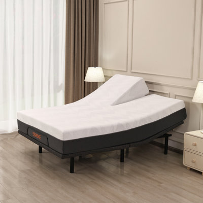 Split Head Queen Adjustable Bed Frame With 12'' Memory Foam Mattress, Zero Gravity, Massaging, Wireless Remote & App Control, E3100 Urban Grey