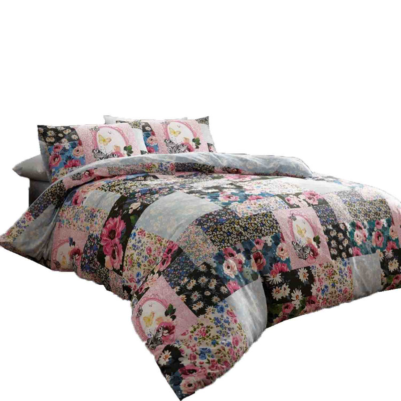 GC Printed Cotton Blend Patchwork Duvet Cover Set with Pillowcases, Double - 2 Standard Pillowcases