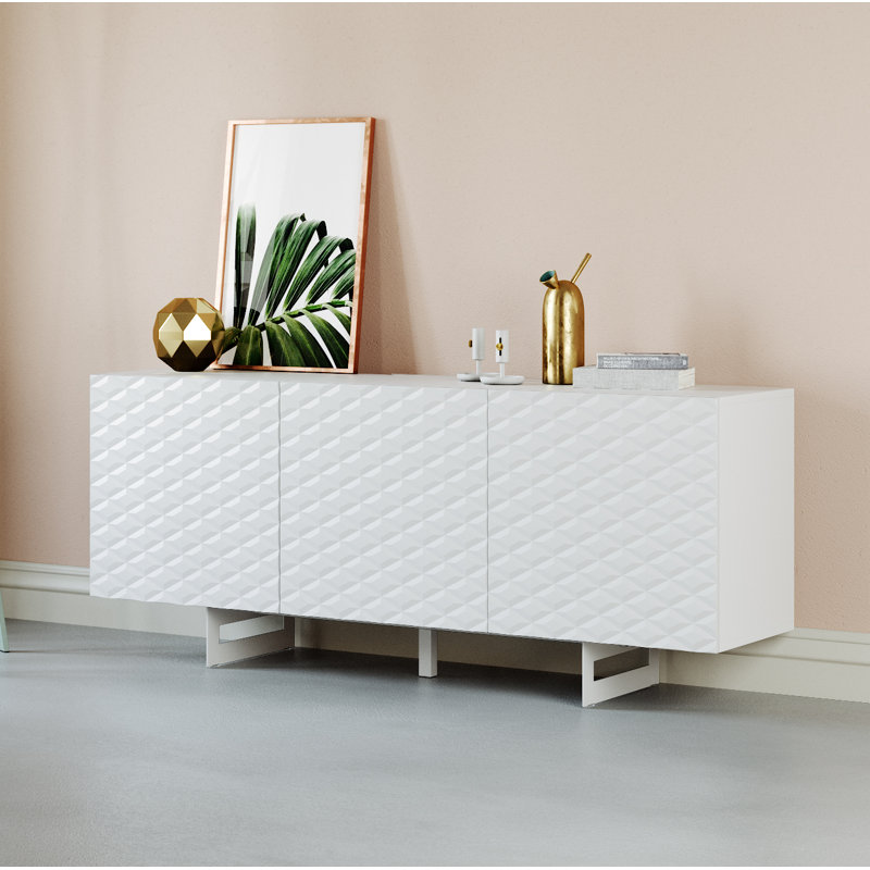 Feehley 165cm Sideboard, White/White