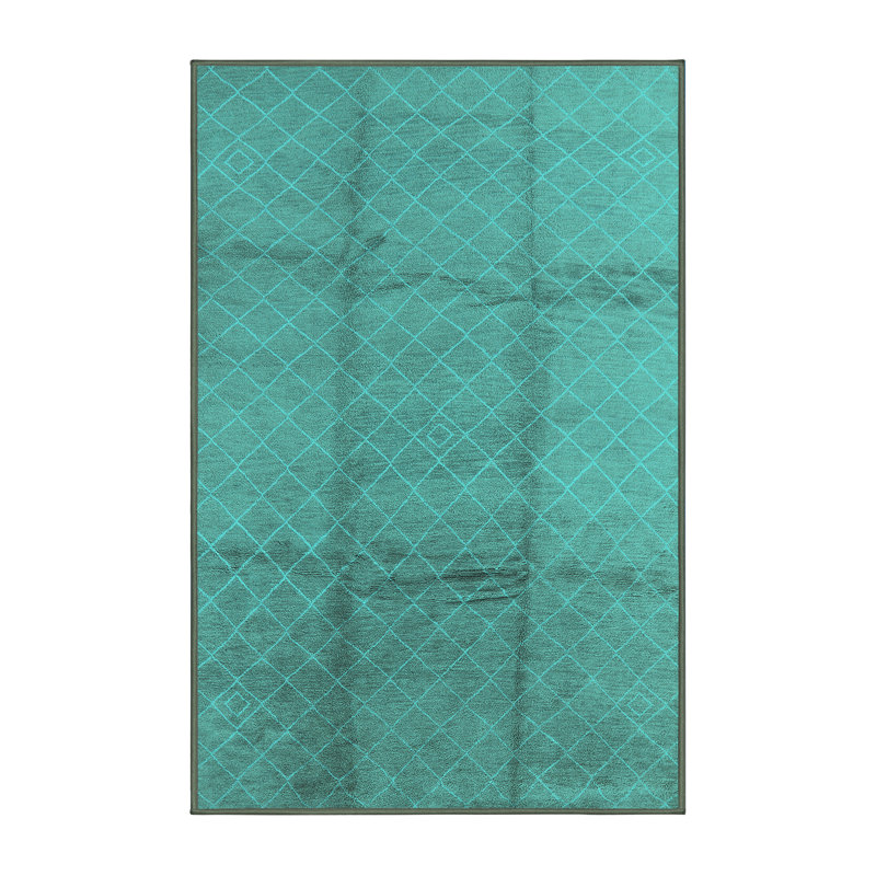 Tapis oriental bleu en laine / polyester tissé à la machine Edelt, Rectangle 5 pi x 7 pi