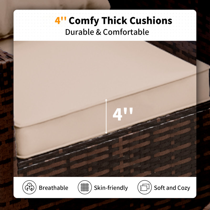 Outdoor Replacement 4‘’ Cushion Set Seat/Back Cushion  (SOFA NOT INCLUDED)), Beige