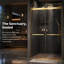 Porte de douche coulissante double sans cadre 44-48 "x 75", or brossé, verre 8 mm, fermeture en douceur