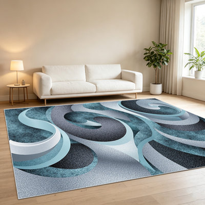 1PC Abstract Swirl Pattern Area Rugs for Living Room, Soft and Comfortable, Suitable for all seasons, easy - to - maintain, machine washable Indoor floor mat, Under Table Farmhouse suitable for Bedroom, Dining Room, Study, Hallway, Balcony, Home...