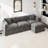 Modern Chenille Loveseat Sofa Couch With Ottoman-506217869-506217867