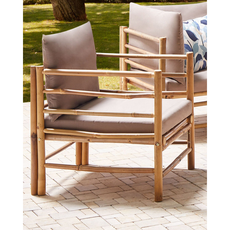 CERRETO Wood Outdoor Lounge Chair, Taupe