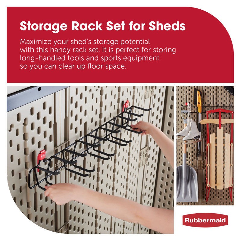 Rubbermaid 34 Inch Heavy Duty Garden Tool & Sport Storage Rack for Sheds