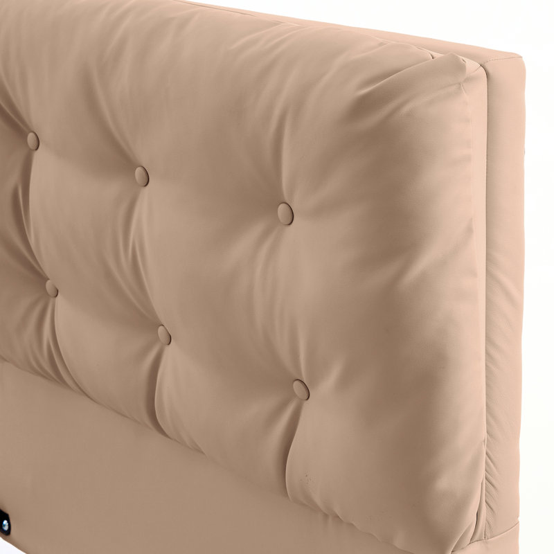 Cadre de grand lit avec lumières à DEL, lit plateforme flottant en cuir de polyuréthane, conception à boutons, confortable, silencieux et stable, six couleurs télécommandées sans sommier, facile à monter, pour plus de tranquillité