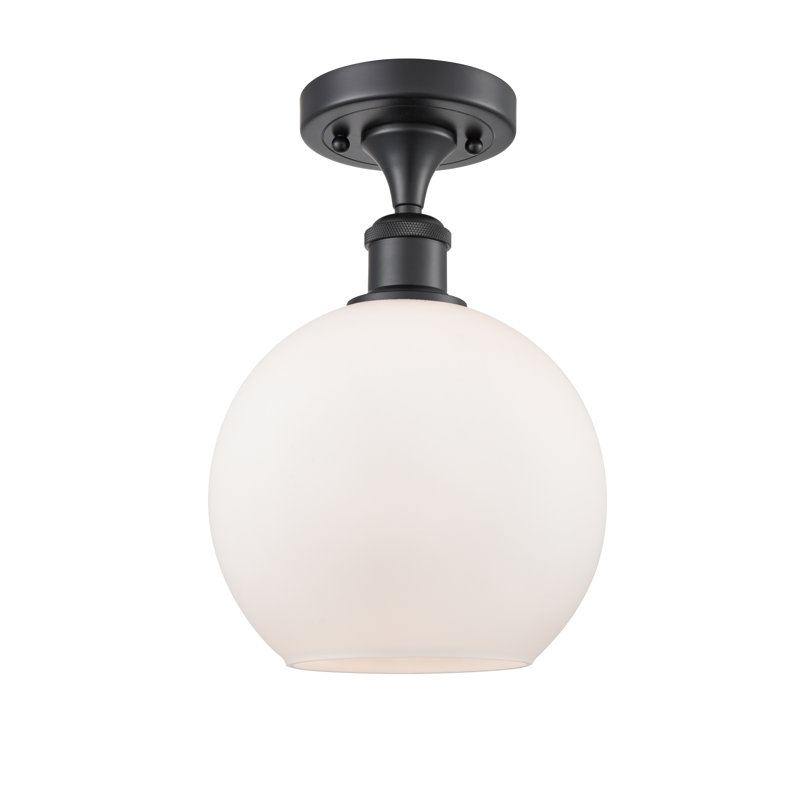 Plafonnier semi-encastré 1 lumière 8 po Cindi, Blanc mat, DEL, Noir mat
