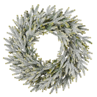 Couronne de sapin givré non éclairé 24 po
