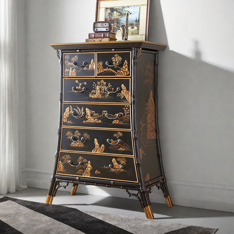Commode d'appoint simple en bois massif rétro