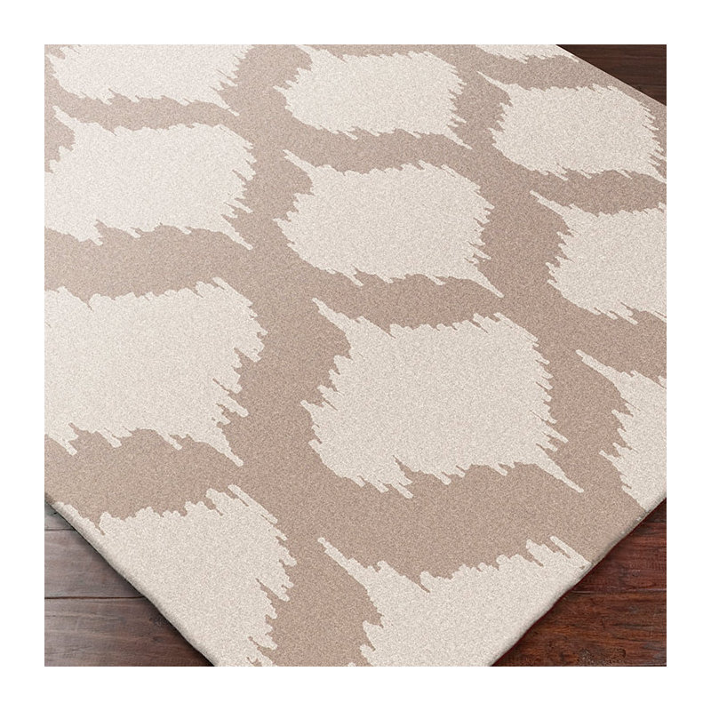 Tapis géométrique en laine tissé à la main brun / beige Glass, Tapis de couloir 2 pi 6 po x 8 pi