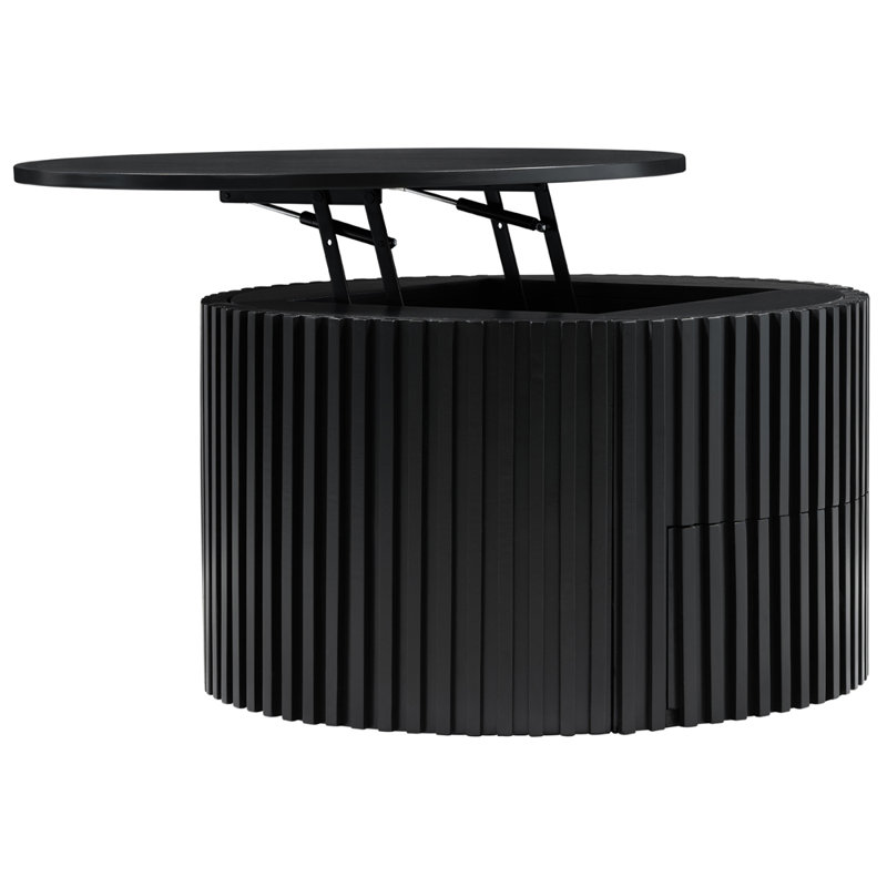 Table basse moderne à plateau relevable avec rangement caché et tiroir, Black