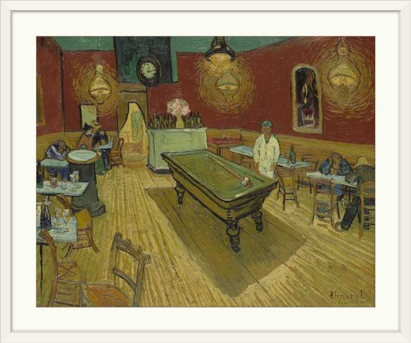 «The Night Cafe, 1888» par Vincent Van Gogh - reproduction, H 32 po x l 38 po x P 1 po, Cadre blanc