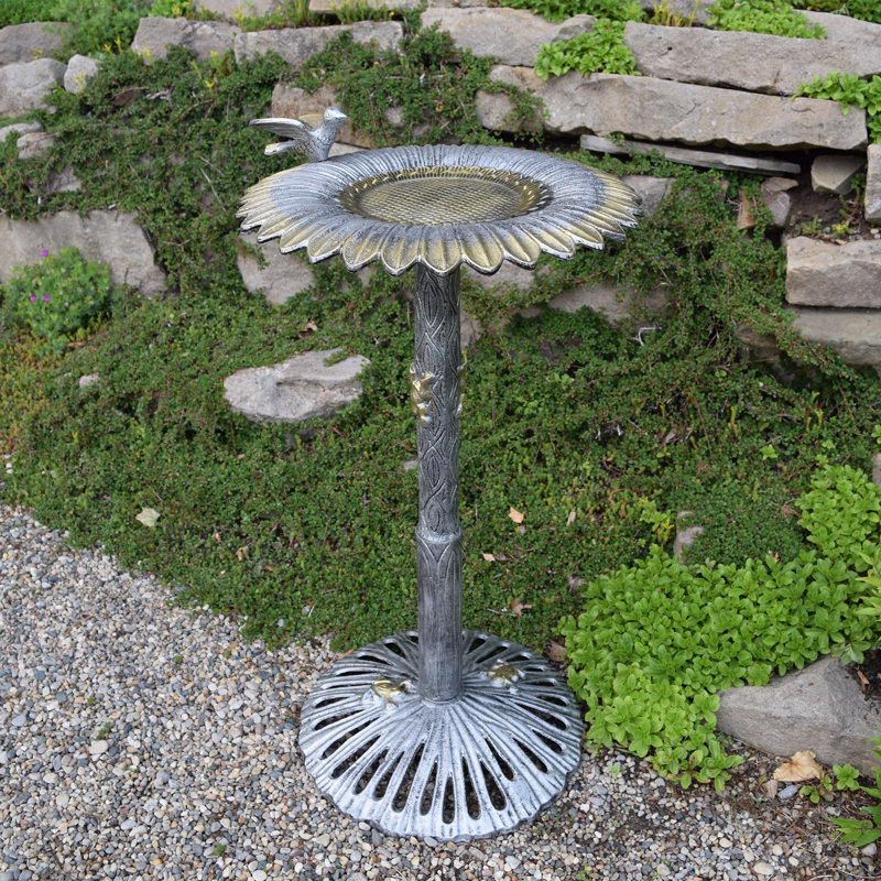 Bain d'oiseaux de Pâques au tournesol Compton, Étain antique