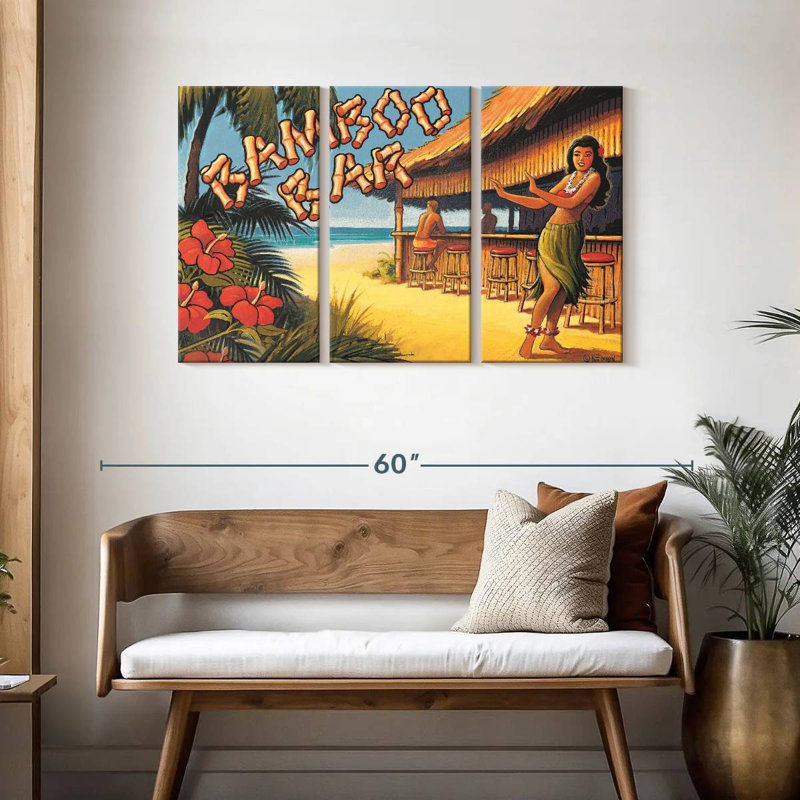 Gillard Bamboo Bar Hawaii, H 28 po x l 45 po