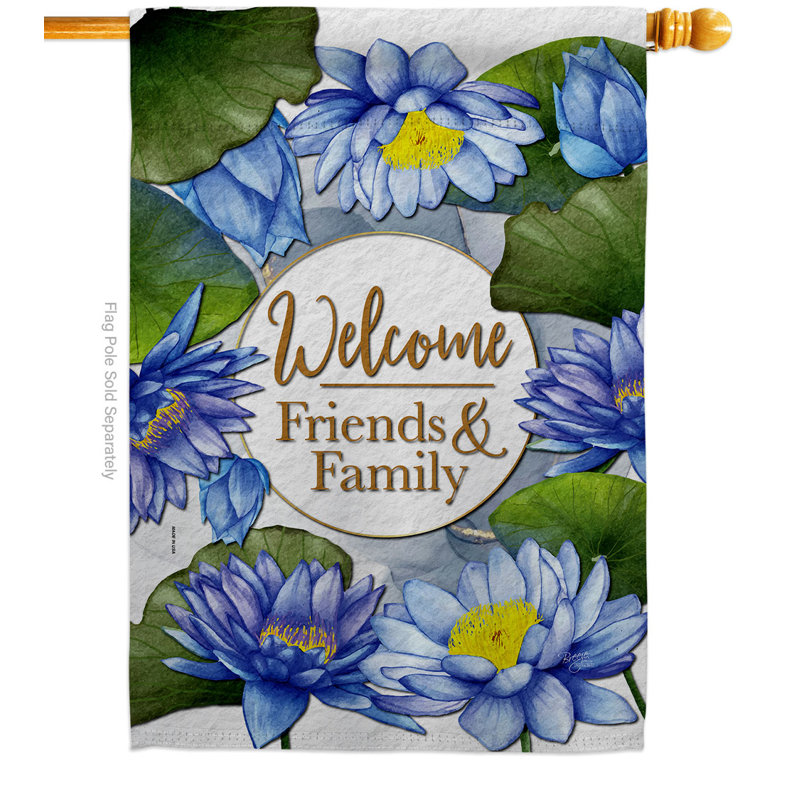Drapeau de jardin en polyester Lotus, H 40 po x l 28 po