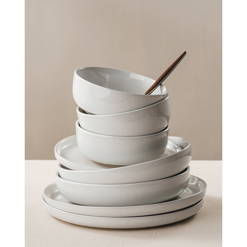 Service de table en grès 18 pièces Famiware - Service pour 6, Blanc