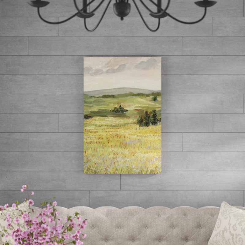 «Morning Meadow II» par Victoria Borges - peinture sur toile tendue, H 36 po x l 24 po