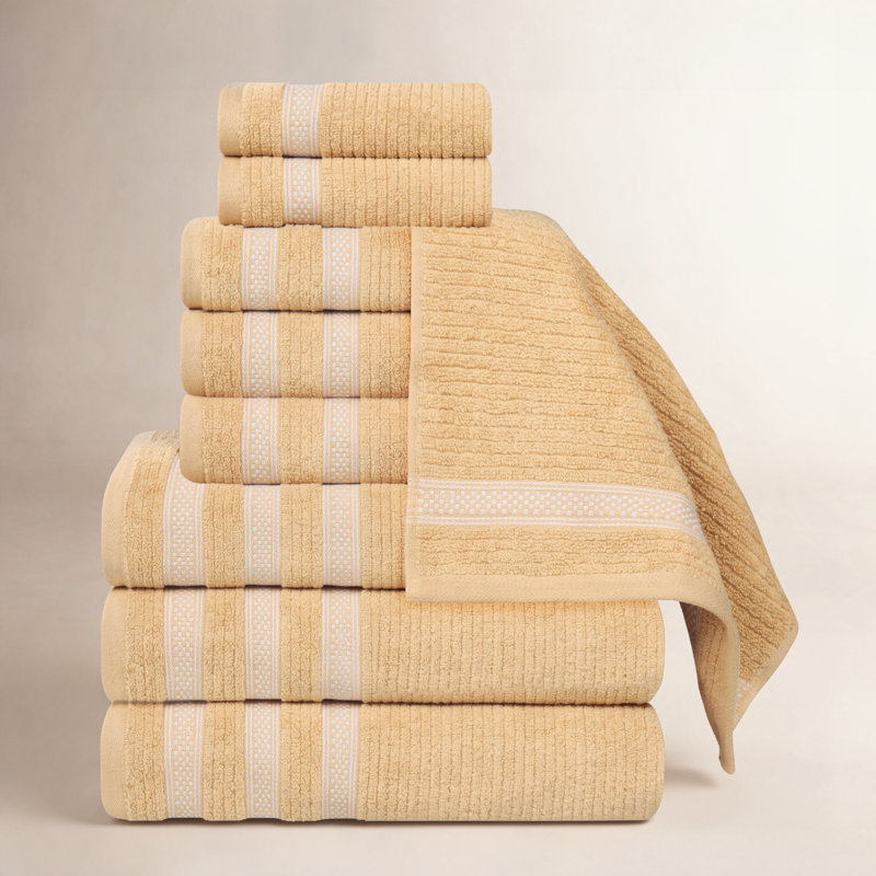 Ensemble de serviettes de bain 9 pièces Orley Zero Twist, Doré, 9 Piece Towel Set