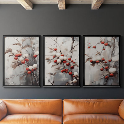 Christmas Holiday Art -Series 2-CDXII  -Custom Framed  Wrapped Gallery Canvas - 3 Pieces