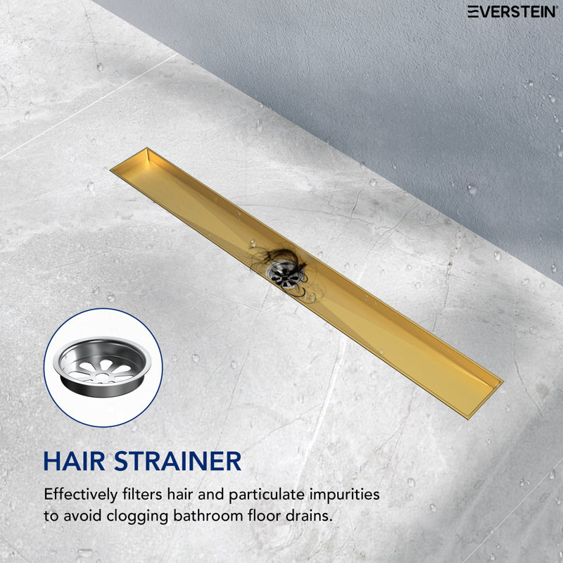 24" W Linear Shower Drain Trim, Brushed Gold