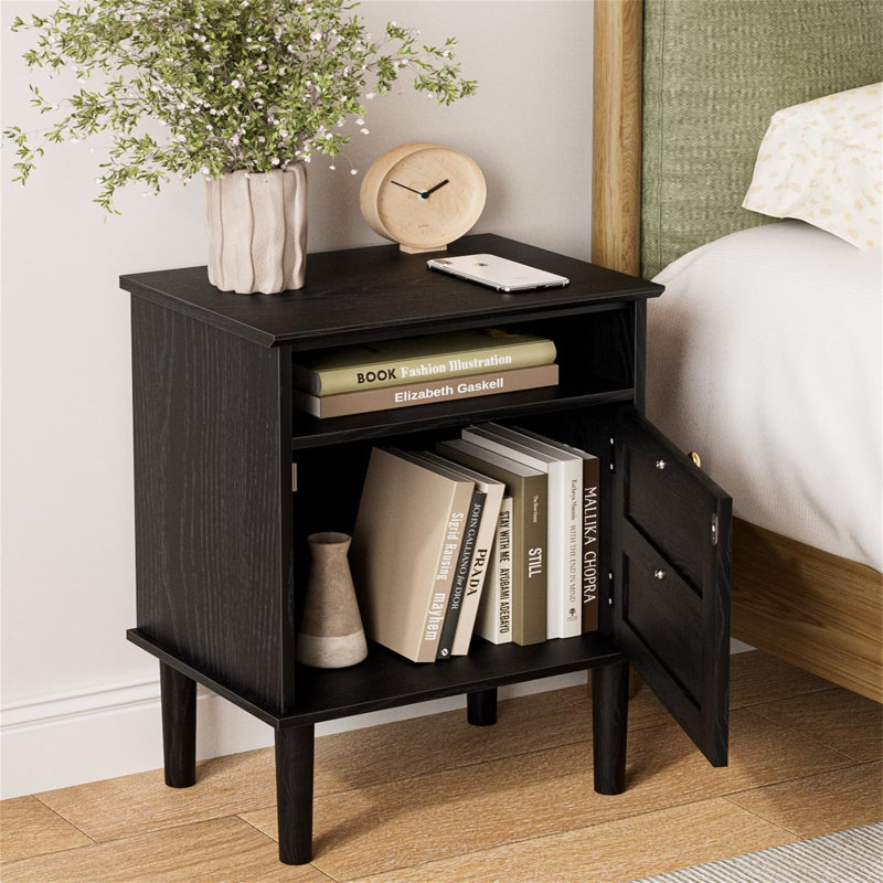 29cm W Manufactured Wood Bedside Table, Black
