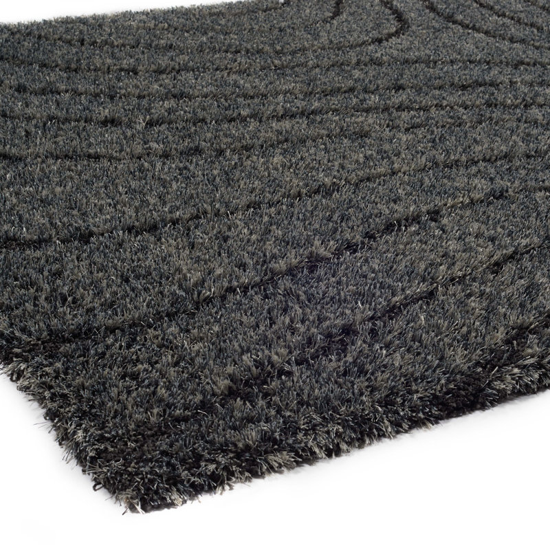 Tapis gris à motif abstrait Wajieh, Rectangle 5 pi 3 po x 7 pi 7 po