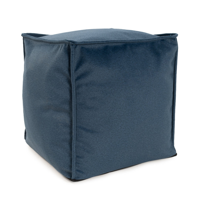 Qiviut Blue Square Pouf, Blue 