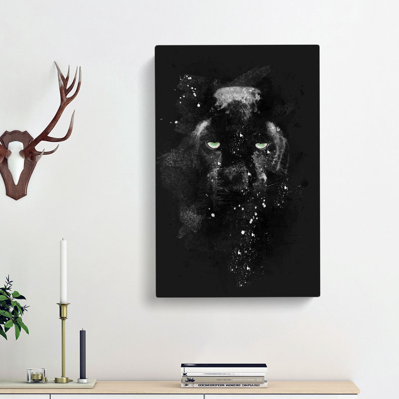Black Panther in the Shadows - Wrapped Canvas, 60cm H x 40cm W x 3cm D